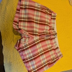 J. Crew Pink and Brown Plaid Women's Bermudas